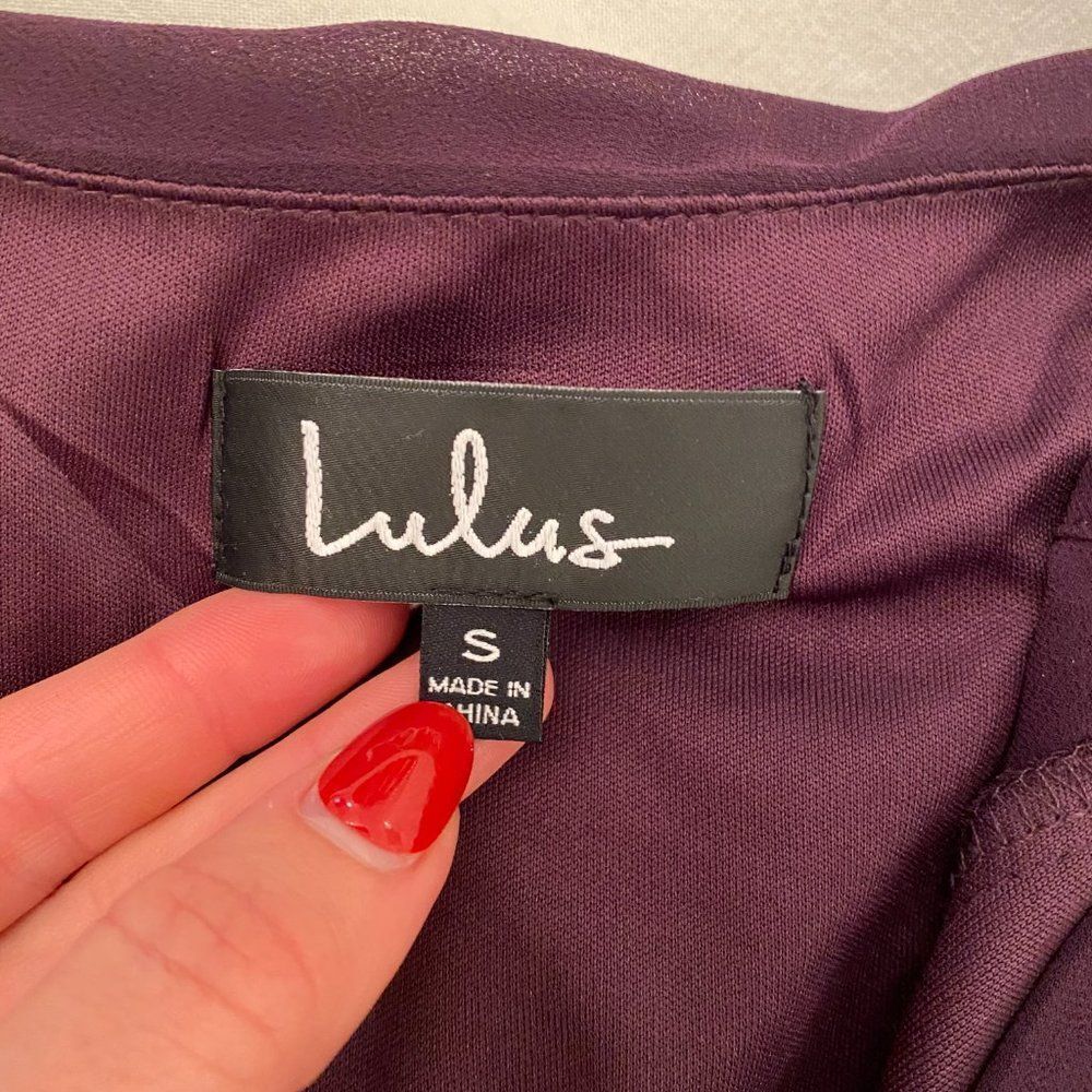 Lulu's Purple Long Sleeve V-Neck Cold Shoulder Shift Dress - Picture 7 of 9